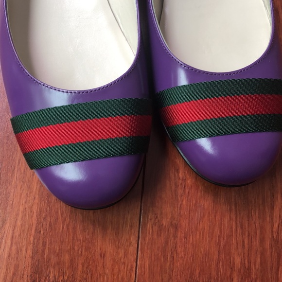 Authentic Gucci Leather ballerina flat with web. 2023 trending vibrant color - Picture 8 of 11